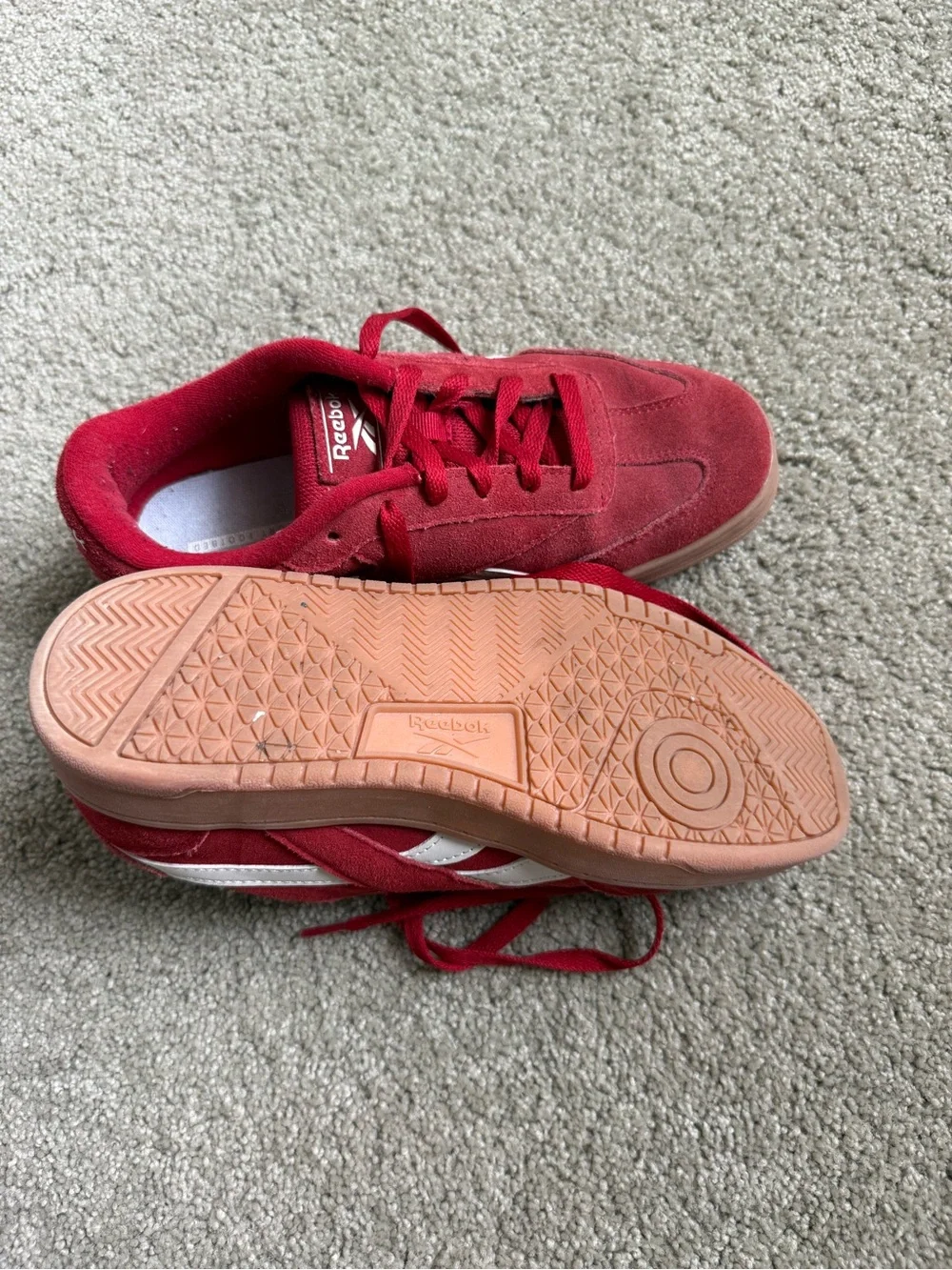 Reebok women’s Red Suede Low-Top Sneakers